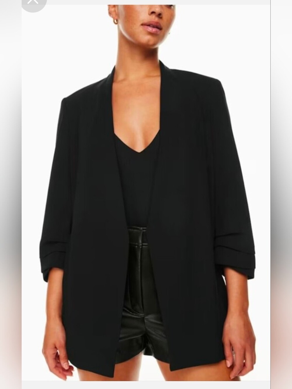 Aritzia Babaton Power Hip Black Open-Front Longline Blazer Jacket Size 10
